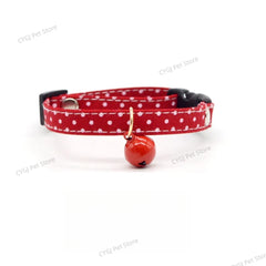 Red Small Cat Necklace Neck Collar Safety Breakaway Heart Shape Dog Tie Adjustable Strap for Puppy Kittens Collar with Bell