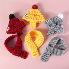 Pet New Year's Knitted Hat Scarf Set Cat Puppy Dog Warm Winter Ear Hood Clothing Accessories Christmas Gift Knitted Hat for Cat