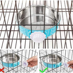 Pet Dog Cat Bowls Environmentally Friendly Harmless Sturdy Resistant Stainless Steel Anti Tip Hanging Fixed Bowls Pet Supplies