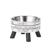 One piece cartoon pet neck protection stainless steel bowl No black mouth cat high neck bowl retro high foot bowl feeding water