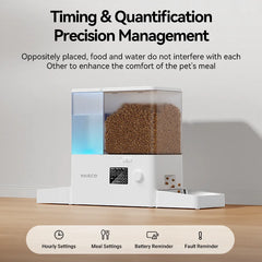 ROJECO 2In1 Automatic Pet Feeder Gravity Water Fountain 8.5L Button Version Auto Cat Kibble Dispenser with Water Refill Drinker