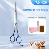 Fenice Professional 7.0 inch JP440C Blue Handle Pet Dog Grooming Scissors Shears Set Kit Sharp and Durable Hair-dressing Tools