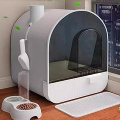 Extra Large Cat Litter Box with Drawer, Closed Design Prevents Splash & Odor, High-Sided Cat Sand Pan, Easy Clean for Big Cats