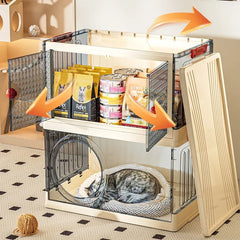 Multifunctional Cat Villa Large Indoor Pet Cage Multilayer Transparent Dog House Folding Luxury Cats Villa Bed with Storage Box