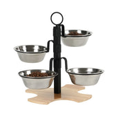 Cats Dogs Adjustable Height Feeding Drinking Set High Platform Ease Neck Strain Comfy Eating, Elevated Pet Bowls With Stand