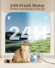 Cat Water Fountain Stainless Steel Cat Fountain for Drinking Pet Water for Cats Inside Quiet Cats Water Bowl Dispenser for Pets