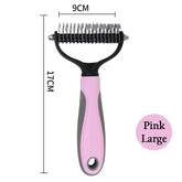 Pet Deshedding Brush Double Sided Pet Grooming Tool for Shedding and Dematting - Stainless Steel Dog Comb with Effective Results