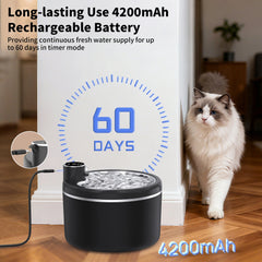 Wireless Cat Water Fountain 3L Stainless Steel Pet Drinking Dispenser Smart Sensor Auto Circulating Filter 4000mAh LED Display