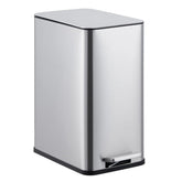 2.6 Gallon (10 L) Trash Can, Stainless Steel Kitchen Garbage Can, Recycling or Waste Bin, Soft Close, Step-On Pedal, Silver