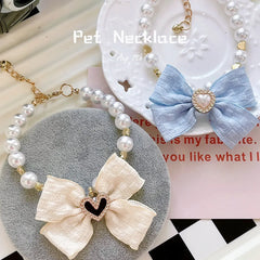 Pet pearl necklace, cat collar cat neck accessories Cat bib Pet dog small accessories neck jewelry, Valentine's Day New Year fur
