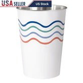 Metal Wave Waste Can Decorative Trash Bin Functional Bathroom Bedroom Indoor Use Multicolor Open Top Wastebasket 1.8 Gallon