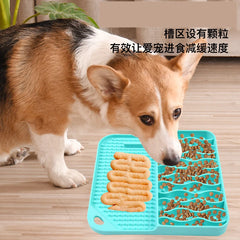 2 IN 1 Slow Feeder Dog Treat Puzzle Licking Mat Cats Bowls with Non-sliping Cups Silicone Sniffing Pad Pet for Dry/Wet Food