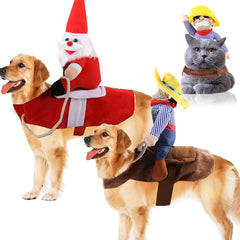 Santa Dog Costume Christmas Pet Clothes Santa Claus Riding Pet Cosplay Costumes Party Dressing up Dogs Cats Outfit for Dogs