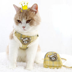 Dog Harness Backpack Set Autumn Warm Adjustable Puppy Cat Harness Vest French Bulldog Chihuahua Pug Outdoor Walking Lead Leash