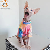 Hairless Cat Clothes, Breathable T-Shirt, Pet Clothes, Sphinx, Rainbow, Small Dogs Shirt, Clothing for Cats