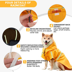 Waterproof Pet Clothes with Hooded Jumpsuit Dog Raincoat for Big Medium Small Dogs Outdoor Dogs Raincoat Accessories