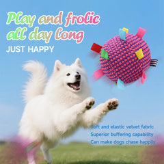 Interactive Ball Dog Toy Suitable for Chewing Training, Stress Relief, Bite Sound Resistance, Plush tug-of-war Toy three color