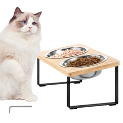Stainless Steel Elevated Cat Bowl Stand Set Easy Cleaning Non Slip Cat Food Bowl Kit for Dry Wet Food Water for Pet Small Dogs