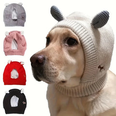 Quiet Dog Ears, Noise Protection Knitted Dog Hat, Warm Winter Cap for Dogs and Cats, Suitable for Medium to Large Pets, Orange