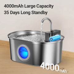 ROJECO Stainless Steel Cat Water Fountain Wireless Sensor Smart Automatic Pet Water Dispenser For Cat Dog Pet Drinking Fountain