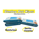 60PCS Bamboo Pet Wipes - Premium Soft Unscented Large 18x20cm Size Gentle for Dogs And Cats Eco-Friendly