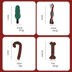 Christmas Pet Chew Toy Cotton Rope Interactive Bone Shape Christmas Tree For Dogs Puppy Teeth Cleaning Relieve Boredom Toys