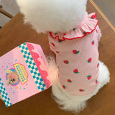 Summer Breathable Pet Clothing for Cat Cute Dog Clothing for Small Dog Vest Ruffled Strawberry Small Cat Clothes Pet Clothes