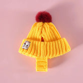 Knitted Dog Hat with Pom Pom Ear Exposed Winter Windproof Pet Cap Warm Knit Puppy Clothing for Small Dogs Christmas Photo Props