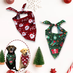 2pcs Christmas Dog Bandana Xmas Tree Santa Pet Scarf Triangle Bibs Christmas Pet Bandanas For Small Medium Large Dogs Bandanas