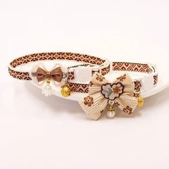 Safe Cat Collar with Bell, Bow Tie, Breakaway Safety Clasp Pet Accessories Lace Kitten Necklace for Cats Puppy Small Dogs