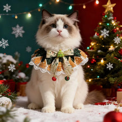 Adjustable Christmas Star Pattern Cat Collar Pet Dog Lace Bib Bandana for Cats and Small middle large Dogs