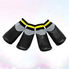 1Set Waterproof Pet Dog Rubber Socks Winter Anti-Slip Booties Shoes Rain Snow Small Puppy Footwear Black Size 1