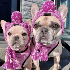 Autumn Winter Pet Hats Pet Puppy Warm Fluffy Ball Knitted Hat Windproof Knitting Cap For Small Medium Dogs Pet Supplies