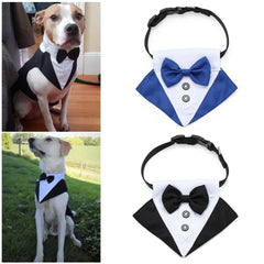 Adjustable Pet Neck Tie Neckerchief Dog Tuxedo Wedding Bandana Collar with Bow Tie Animal Costume