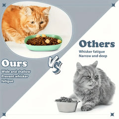 10 plastic cat bowls, anti slip shallow mouthed pet water bowls, suitable for kittens, kittens, short legged cats, ferrets