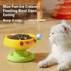 Raised Cat Food Bowl Stainless Steel - Non-Slip Tilt-Proof Pet Dish with Vibrant Colors Prevents Chin Acne Neck Care