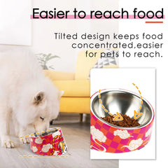 Superdesign Anti-Backflow Device 15 ° Tilted Bowl, Suitable for Cats and Dogs - Non-Slip, Anti-Spill Pet Feeder, Anti-Spill Design, 15 ° Slope Allows Easy Access to Food Bowl, Durable Plastic/Bamboo/Structure, 0.5 Cup Capac