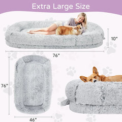 Human Dog Bed for Adults, 46 x 10 x 76 Long Human Size Dog Bed, Removable Cover, Orthopedic Design