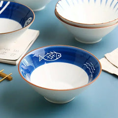 Japanese-style Ceramic Tableware Big Soup Bowl Household Large Ramen Bowl Bucket Hat Trumpet Bowl