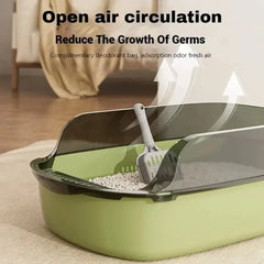 Cat Litter Box Semi-enclosed Cats Toilet Plastic Durable Pet Bedpans with Litter Scoop Anti-Splash Kitten Toilet Cat Supplies