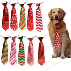 New 30/100pcs Christmas Pet Dog Grooming Accessories Large Dog Neckties Ties Elastic band Adjustable Pet Dog Large Ties Bowties