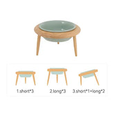 800ml Ceramic Cat Dog Bowl with Wood Stand-Elevated Eating Drinking Feeder Suitable Small Medium Pets Practical Feeding Supplies