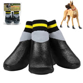 1Set Waterproof Pet Dog Rubber Socks Winter Anti-Slip Booties Shoes Rain Snow Small Puppy Footwear Black Size 1