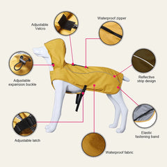 Dog Raincoat Rain Jacket with Reflective Harness and Removable Clear Hood Breathable Dogs Rain Coat Lightweight for Larrge Dogs