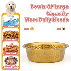 Gold-plated S/M/L/XL pet large-capacity feeding bowl - Thick and durable cat bowl or dog bowl for pets. Pet bowl