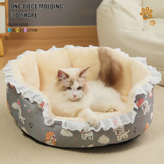 New Deep Sleep Comfort Winter Cat Bed Open Floral Skirt Square Nest SoftPlush Pet House Medium Dog House Best Warm Sleeping Sofa
