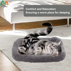 ATUBAN Cat Beds for Indoor Cats,Dog Bed Curl Sleep Plush Cushion Pillow,Non-Slip Bottom Washable Mat for Small Pet Puppy Rabbit