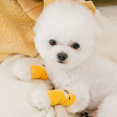 4Pcs/set Puppy Booties Warm Knee Pad Dog Socks Dog Elbow Protector Dog Leg Cover Anti Urine Warm Knee Pad Knitted Pet Leg Warmer