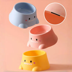 Cartoon Dinosaur 15° Tilted Pet Bowl: Elevated Stainless Steel Dish with Neck Support - Fun & Cute Feeder for Cats & Puppy