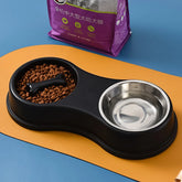 Pet Slow Feeder Bowl Stainless Steel Double Bowl Dog Food Cat Bowl Anti-Choke Feeder Dish for Puppy Kitten Durable Pet Supplies